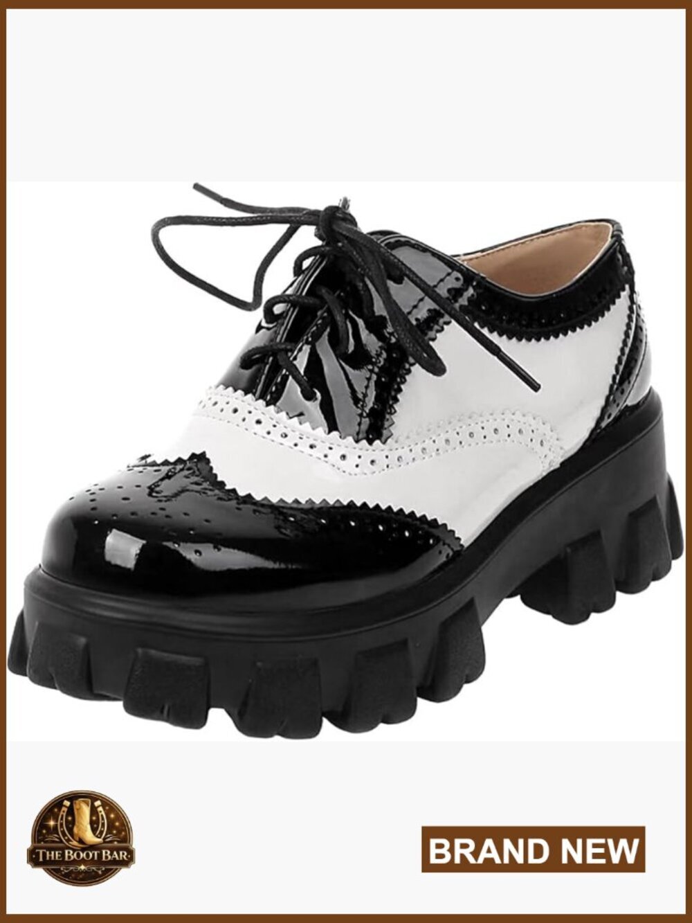 Women's Chunky Heel Lace Up Wingtip Oxford Shoes Vintage Brogues